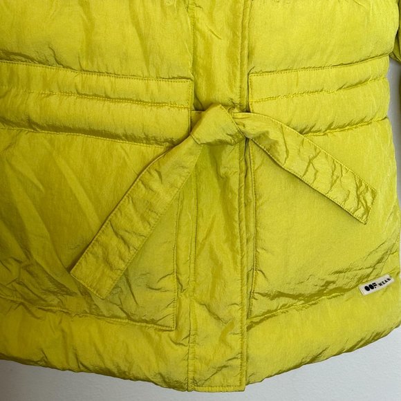 OOF WEAR Puffer Jacket 9108 In Nylon Crispy with Waist Belt Size 2 Citron Yellow - Picture 7 of 16